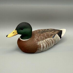 Jennings Decoy Co Mallard Duck 6" Art Figurine Wooden Hand Carved Painted Signed